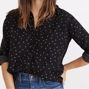 Madewell black floral button-down shirt NWT